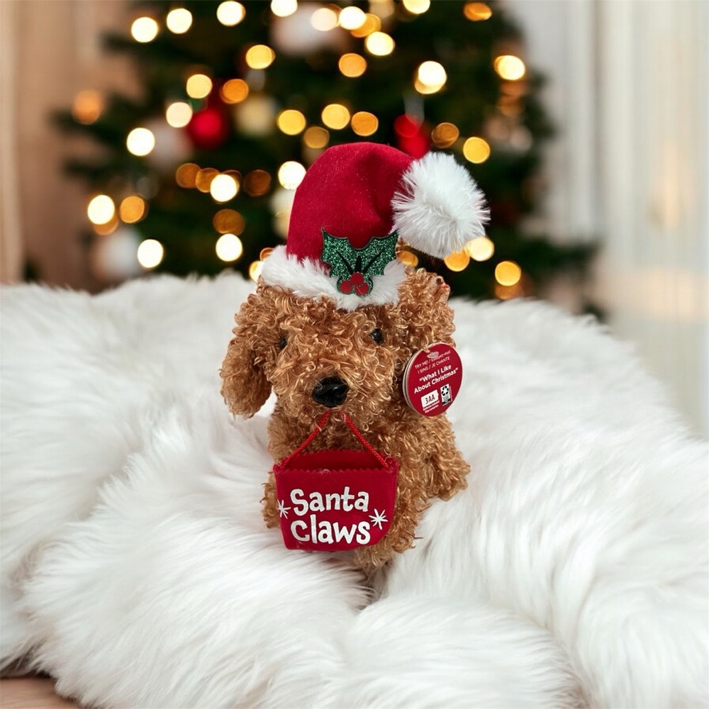 Santa Claws Stuffed Animal with Red Hat
